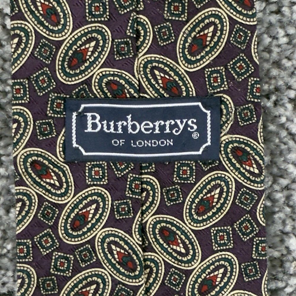 Burberry Burberrys Of London Vintage 100% Silk Men's Neck‎ Tie Paisley 57" x 4"